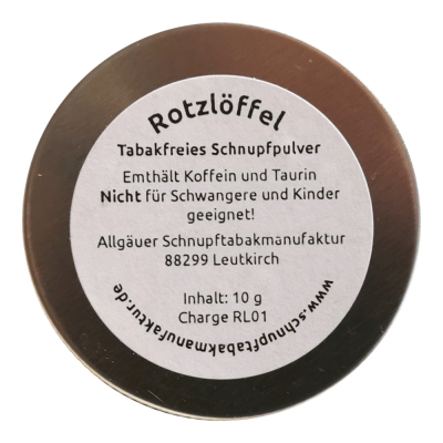 Allgäuer Schnupfmanufaktur "Rotzlöffel" TABAKFREI 10g